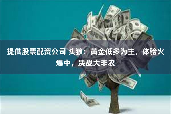 提供股票配资公司 头狼:黄金低多为主,体验火爆中,决战大非农