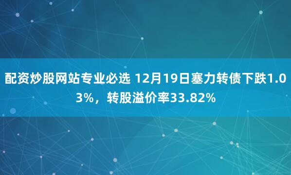 配资炒股网站专业必选 12月19日塞力转债下跌1.03%,转股溢价率33.82%