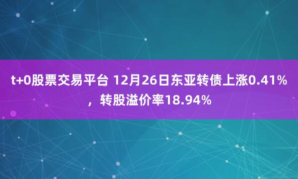 t+0股票交易平台 12月26日东亚转债上涨0.41%,转股溢价率18.94%