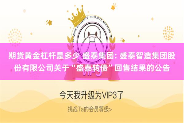 期货黄金杠杆是多少 盛泰集团: 盛泰智造集团股份有限公司关于“盛泰转债”回售结果的公告