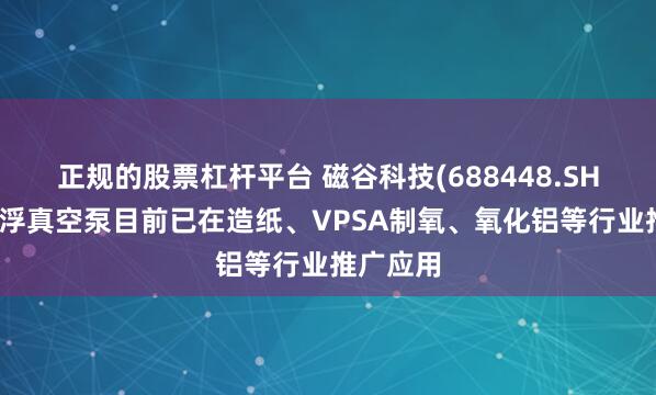 正规的股票杠杆平台 磁谷科技(688448.SH)：磁悬浮真空泵目前已在造纸、VPSA制氧、氧化铝等行业推广应用
