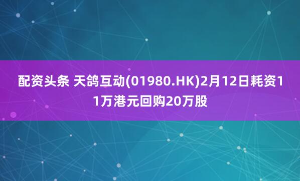 配资头条 天鸽互动(01980.HK)2月12日耗资11万港元回购20万股