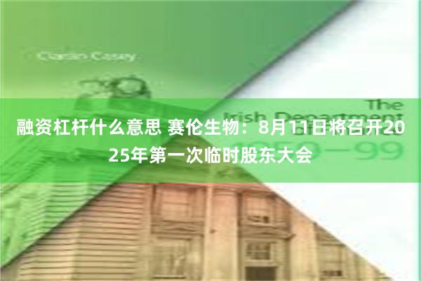 融资杠杆什么意思 赛伦生物：8月11日将召开2025年第一次临时股东大会